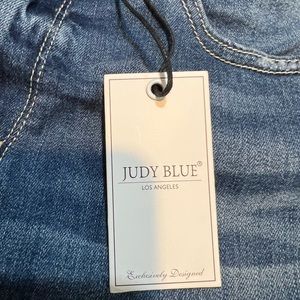 Judy Blue straight leg high waist raw hem jeans.